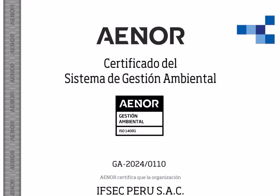 Certificado del Sistema de Gestión Ambiental ISO 14001:2015